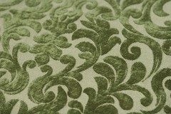 Avocado Green Chenille Upholstery Fabric 56″ x 2.5 yd Leaves Decorator Remnant