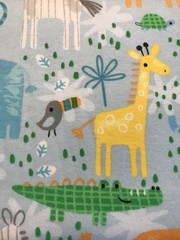 Sweet Jungle Animals On Baby Blue Super Snuggle Cotton Flannel Fabric BTY
