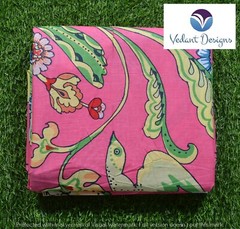 10 Yard Indian Hand Block Floral Print Pure Cotton Running Fabric Pink