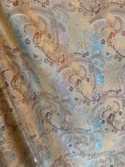 Gold Mums Floral Flourish – Faux Silk Brocade Jacquard Fabric