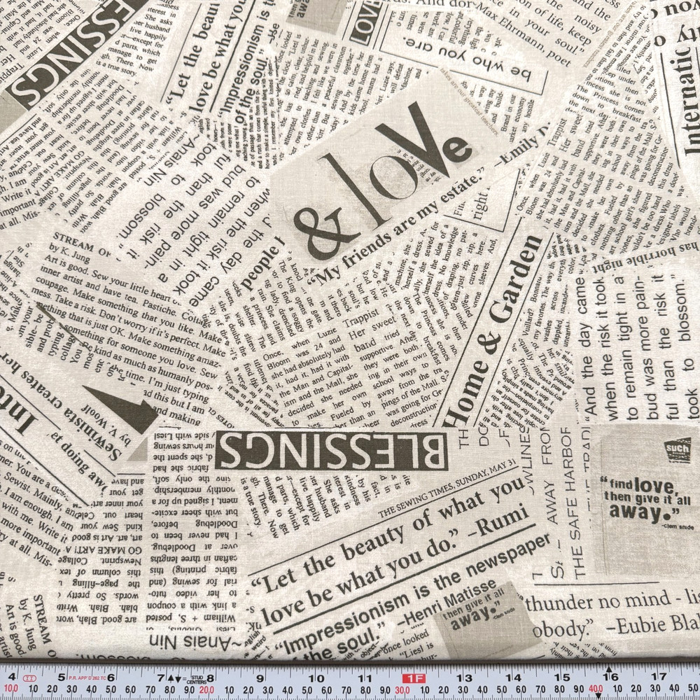 Windham Fabrics Story – Newsprint by Carrie Bloomston Cotton WIDEBACK 72″ x 108″