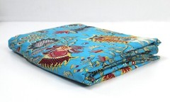 5 Yard Indian Light Blue Floral Printed Fabric Beautiful Dressmaking Fabric US