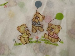Vintage Bears with Balloons Cotton Fabric 44”W X 72” L