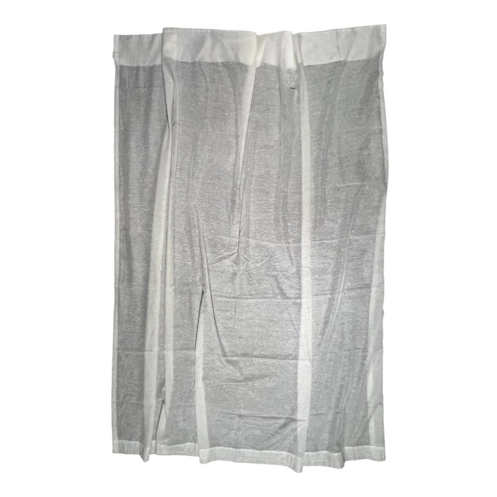 Vintage Sheer Voile Curtain Panel White Flocked Dot Textured 60×66 Preowned