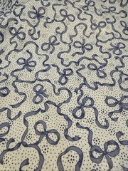 Vtg Concord Fabrics Joan Kessler 52 X 5 Yds Blue Bow On White Beauregard