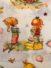 Darling 70s Girls With Cats Manes Holly Hobbie Inspired 45” Wide 7 Yards Fabric