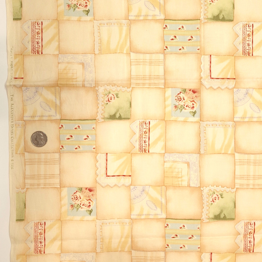 VTG Alexander Henry “Nana’s Napkin Collection ” Peach 1994 Cotton Fabric 35″ L