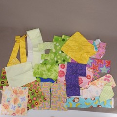 2+ lbs Cotton Flannel Fabric Scrap Destash Lot Squares Strips Cutouts Sewn Pcs
