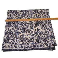 Vintage Blue White Batik Fabric Cotton 83″ x40″ Boho Coastal Tribal Tropical