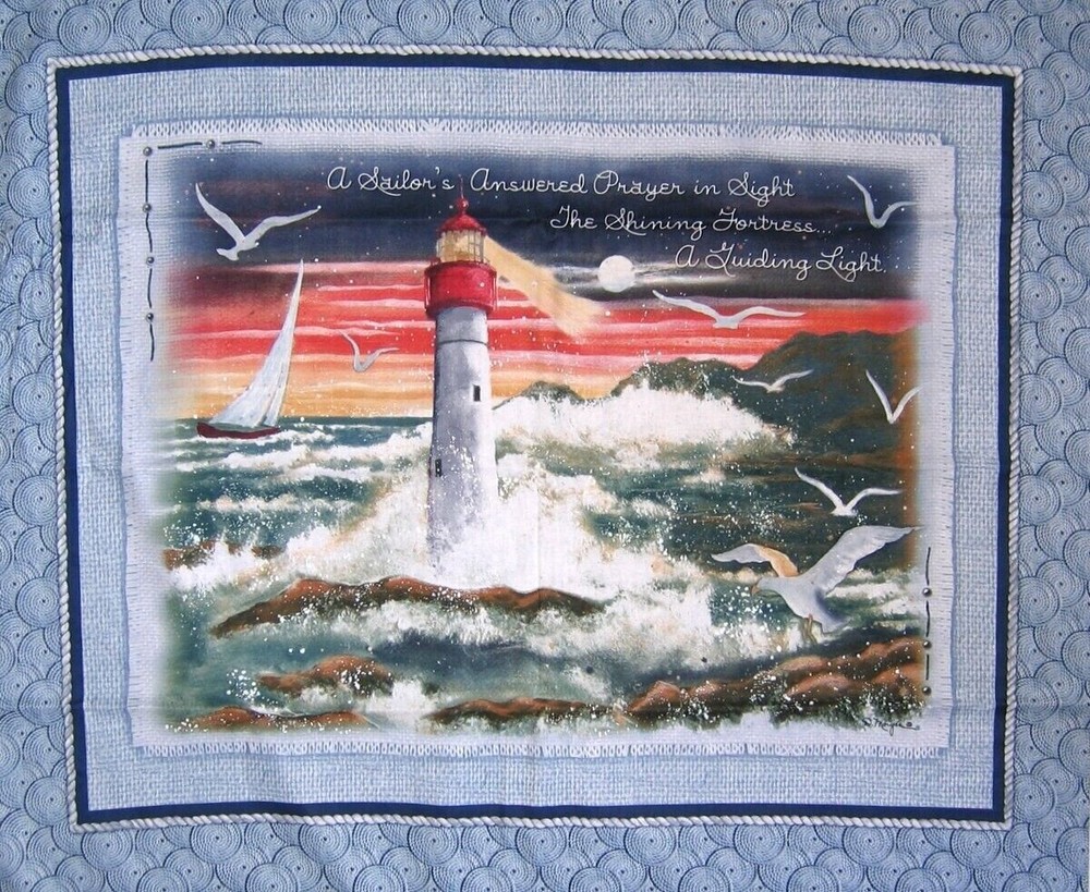 42″ x 36″ ” Fabric Panel – Springs CP6671 Sailor’s Prayer Lighthouse & Ocean