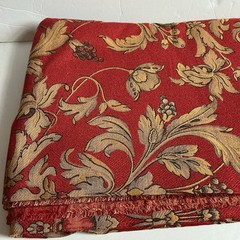 Vintage Tapestry Jacquard Fabric Floral Red Gold 110 Inch Double Wide 2.5 Yds