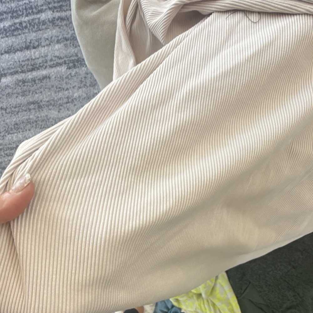 Beige ribbed Fabric Piece over 60x40in. Wide four way stretch thick cotton