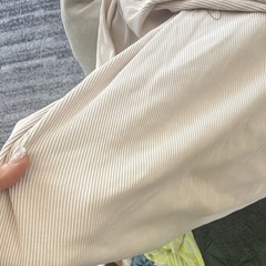 Beige ribbed Fabric Piece over 60x40in. Wide four way stretch thick cotton