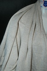 Linen sweatshirt Fleece Knit fabric Linen Recycled poly oatmeal color by yard