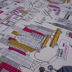 Kauffman Fabric Paris New York London 44” BTY Cityscape Cafe Taxi Travel