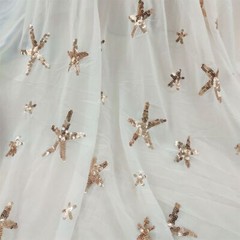 Solid Embroidery Chiffon Fabric Starfish Chiffon Fabric Sea Star Chiffon Lace