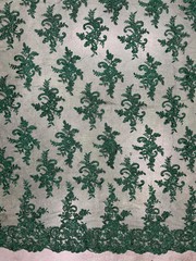 Tess HUNTER GREEN Polyester Floral Embroidery with Sequins on Mesh Lace Fabric