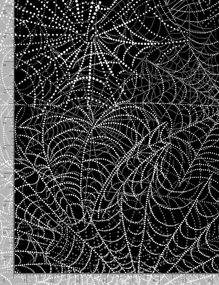 Halloween Fabric | Wicked Spider Webs Black White | Timeless Treasures YARD