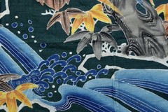 MA Fenghuang Wen blue-dyed tube depicting ancient cloth 167cm Tang dynasty relic