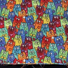 Cotton Animals Cats Kitten Colorful Multicolor Fabric Print 1.5 yards