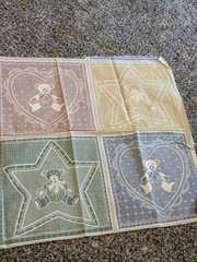 Vintage Marcus Brothers Pastel Bear Lace 10-8.5” Blocks Cotton Fabric Panel