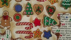 Fabric Benartex “Cookie Anyone” Recipe Tree Canes Gold Stars Ginger Men $3.95