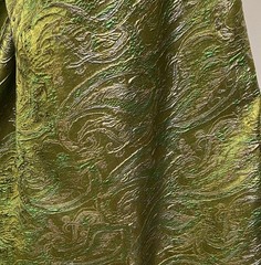 Green Gold Silver Paisley Metallic Brocade Fabric 60” Sold By The Yard