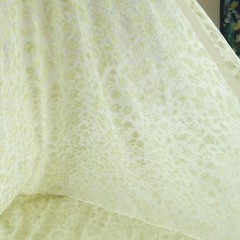 6Y+ x 55″ Vintage Sheer Voile Fabric Drapery Floral Rose Ethereal Sage Green