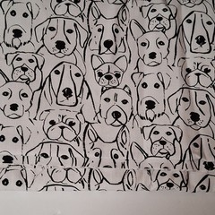 Brother Sister Design Studio Duck Cloth Fabric Dog Print Black White 3 Yds 44″