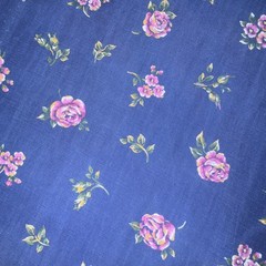 Floral Rose Liquid Sateen Fabric 3.11 Yards 60″ Navy Blue Slinky Fluid Drape