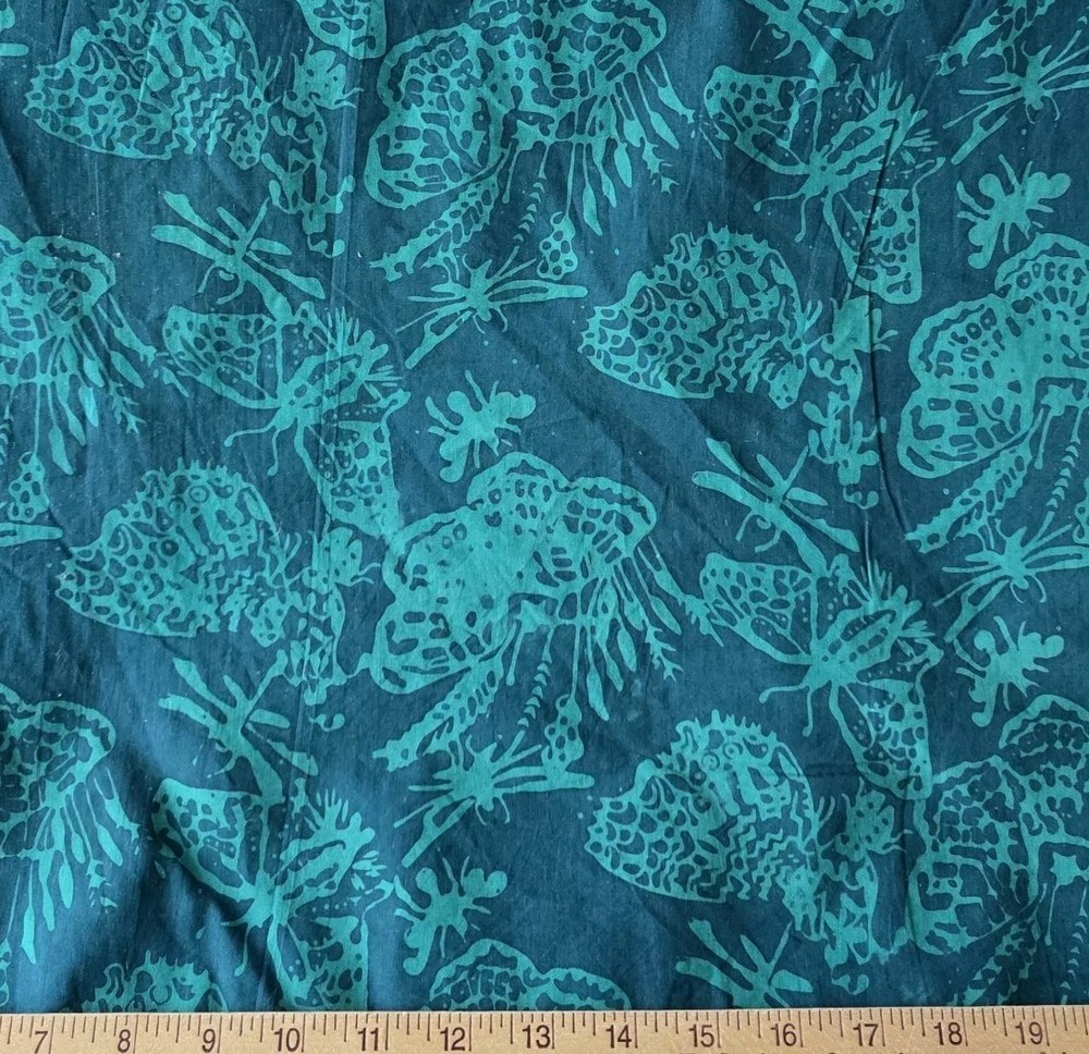 Dark Teal & Green Butterflies & Moths Batik Cotton – for Shirting/Quilting!