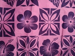 Hawaiian Sewing Fabric Purple Pink Bold Large Hibiscus Flowers 3 yds x 44″