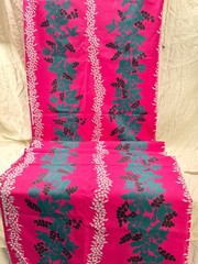 Hawaiian Fabric Pink Floral Stripe Poly Cotton 5 Yards 45” Aloha Shirt Sewing