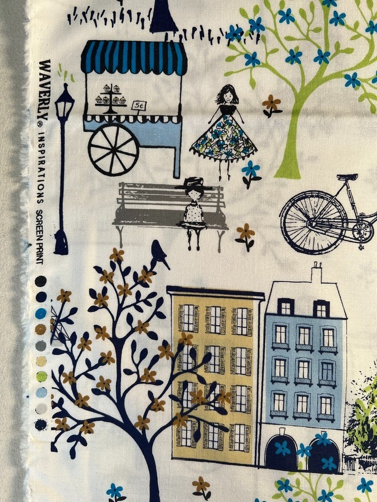 Fabric – OOP Waverly French Paris City Scene Cafe Culture Toile De Jouy Sold BTY