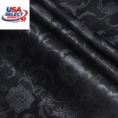 Black Satin Jacquard Fabric 10 Yard 60 Inch Wide Sunflower Pattern
