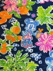 Lilly Pulitzer Slub Cotton Fabric Aegean Navy Lilly Loves Disney 1 yd 36″x 60”