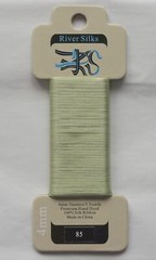 ~ River Silks SILK RIBBON 4mm. COLOR 85 Nile Green Hand Dyed 5.5 Y Wont run