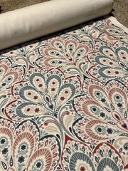 Clarke and Clarke fabric Persia col.denim/raspberry 25 Yards Available