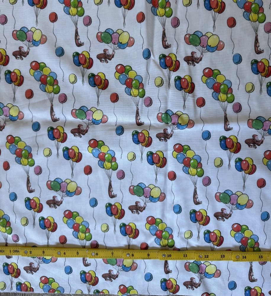 CURIOIUS GEORGE BALLOONS MONKEY BUSINESS 100% COTTON SPRING CREATIVE
