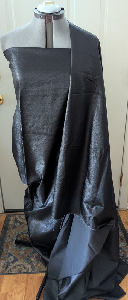 Black Satin Faced Woven Apparel Home Dec Fabric Remnant – 2.6 Yards x 58″ Wide