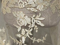 Ivory Gold Corded embroidery Bridal Lace Fabric 50” Width Sold By The Yard