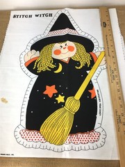 Stitch Witch Doll Fabric Panel Spring Mills Vtg #7685 Cut & Sew Halloween