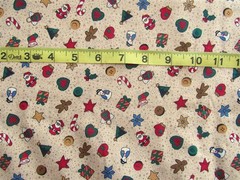 1 yd 100% Cotton Fabric Cream Splatter with Christmas Items All Over