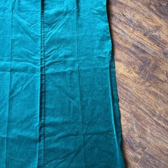 Vintage Christmas Green cotton velvet velveteen fabric used 40″ L x 16-21″ W