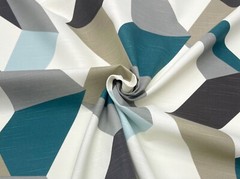 KRAVET URBAN TWIST TEAL GEOMETRIC ABSTRACT MODERN COTTON FABRIC BY YARD 54″W