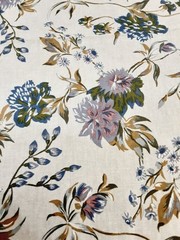 Fabric Taupe Multicolor Purple Floral 1 Yard X 60 Inches One Piece