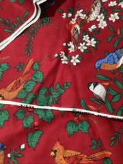 Vintage Fabric Red With Birds Cardinal Blue Birds Cotton 1.5 Yards VIP Cranston