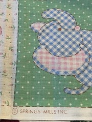 VTG Spring Mill Quilt Sewing Fabric Gingham Hearts Animals Baby HTF 1.5yds