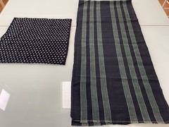 Vintage Japanese Kasuri Fabric Lot Yukinko Snow Indigo Green Striped Boro Craft