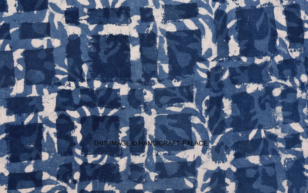 3 Yard Indian Hand Block Print Fabric Indigo Blue Cotton Craft Vintage Fabric